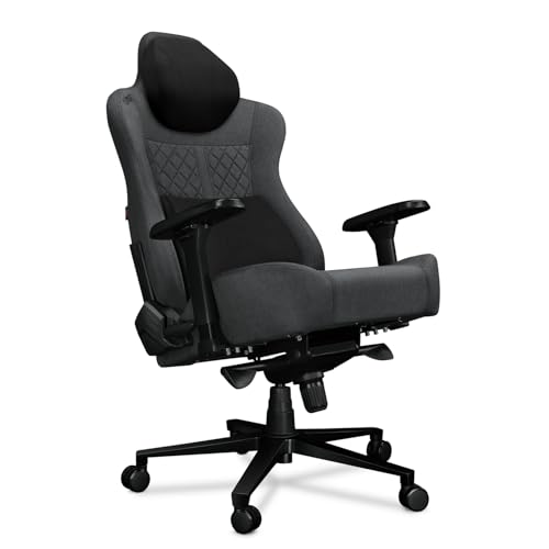 YUMISU 2052F Bürostuhl Gaming Stuhl - Gamingstuhl mit Magnet-Nacken-und-Lendenkissen - Gamer Stuhl Stoff Grau/Schwarz mit 4D-Armlehnen - Gaming Sessel mit Leisen Gummiräder - Computerstuhl bis 180 kg von YUMISU