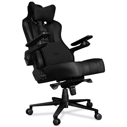 YUMISU Gaming Stuhl 2049 Rückenlehne und Sitz aus Kaltschaum bis 150kg Belastbar - Bürostuhl Schreibtischstuhl PC Gaming Sessel Black PU Leder von YUMISU