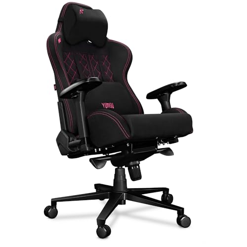 YUMISU 2050 Bürostuhl Gaming Stuhl - Gamingstuhl mit Memory Foam Kissen in Velours - Gamer Stuhl Stoff Schwarz/Rosa mit 4D-Armlehnen - Gaming Sessel mit Leisen Gummiräder - Computerstuhl bis 150 kg von YUMISU