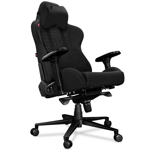 YUMISU 2050 Bürostuhl Gaming Stuhl Schwarz - Gamingstuhl mit Memory Foam Kissen in Velours - Gamer Stuhl Stoff mit 4D-Armlehnen - Gaming Sessel mit Leisen Gummiräder - Computerstuhl bis 150 kg von YUMISU