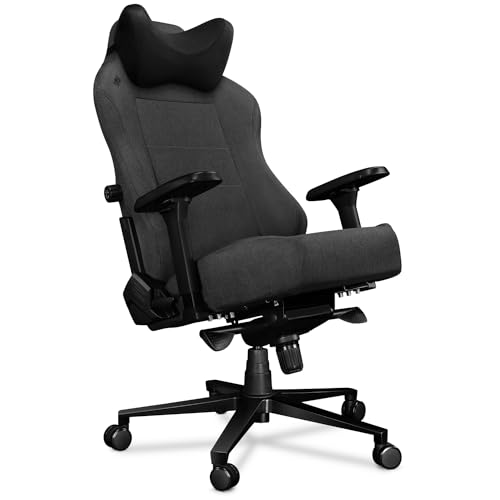 YUMISU 2054 Bürostuhl Gaming Stuhl - Gamingstuhl mit Memory Foam Kissen in Velours - Gamer Stuhl Stoff Grau/Schwarz mit 4D-Armlehnen - Gaming Sessel mit Leisen Gummiräder - Computerstuhl bis 150 kg von YUMISU