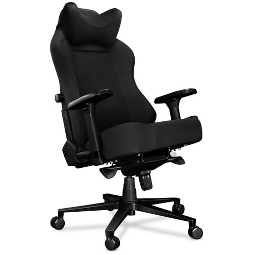 YUMISU 2054 Bürostuhl Gaming Stuhl Schwarz - Gamingstuhl mit Memory Foam Kissen in Velours - Gamer Stuhl Stoff mit 4D-Armlehnen - Gaming Sessel mit Leisen Gummiräder - Computerstuhl bis 150 kg von YUMISU