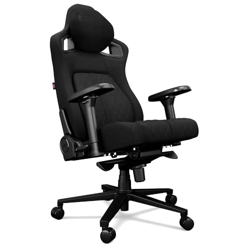 YUMISU 2055F Bürostuhl Gaming Stuhl - Gamingstuhl mit Magnet-Nacken-und-Lendenkissen - Gamer Stuhl Stoff Schwarz mit 4D-Armlehnen - Gaming Sessel mit Leisen Gummiräder - Computerstuhl bis 150 kg von YUMISU