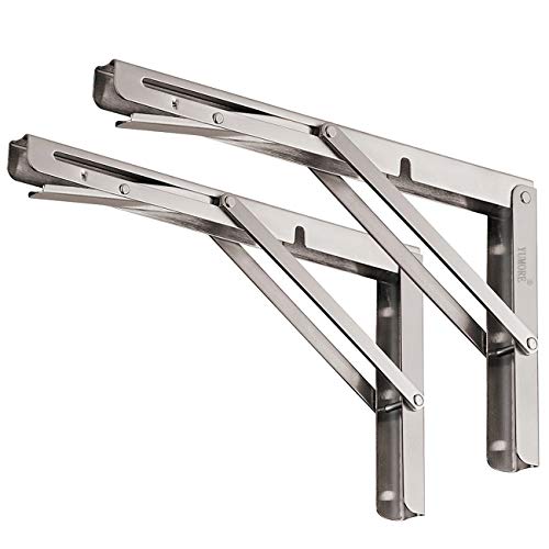 YUMORE Klappkonsole Schwerlast 300mm,YUMORE Regalträger Klappbar Edelstahl Klappregalhalterungen Wand Tischhalter Klappscharnier für Bänke Regale Wandmontage, Platzsparende, Kapazität 330 lb [2PACK] von YUMORE
