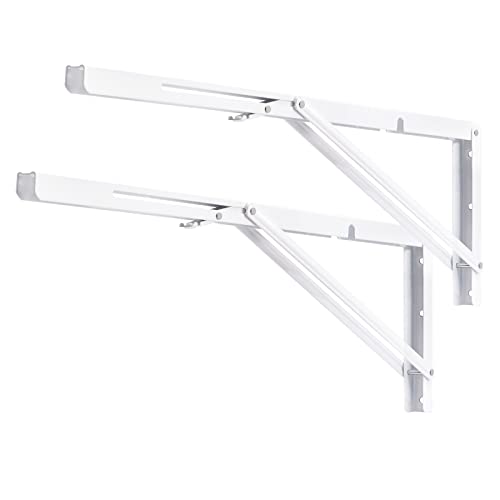 YUMORE Klappkonsole Schwerlast 600mm Regalträger Klappbar weiß - 2 Stück Metall Klappkonsolen Wand Tischhalter Klappregalhalterungen für DIY Klapp- tisch Bänke Regale Platzsparende, Max Load 330lbs von YUMORE