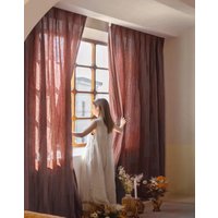40 Farben, Rote 100% Leinenvorhänge, Wohnzimmervorhänge, Schlafzimmervorhänge, Maßgeschneiderte Breite Leinenvorhänge von YUMUHomeDecor