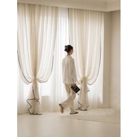 Ein Paar Leinen/Baumwoll-Mischvorhänge Mit Dünnem Rand, Wohnzimmervorhänge, Cafévorhänge, Sichtschutzvorhänge, Sonderanfertigung von YUMUHomeDecor