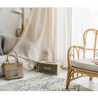Ein Paar Durchsichtige Vorhänge Aus Leinen/Baumwollmischung Mit Perlenbesatz An Der Vorderkante Und Am Boden, Wohnzimmervorhänge, Cafévorhänge von YUMUHomeDecor