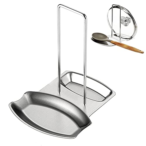 YUMUN Edelstahl Deckel Organizer Ständer, Löffel Rest Regal, Pfannendeckelhalter, Pan Lid Halter, Löffelablage, Küche Deckelhalter Für Deckel Und Löffel (Silber) von YUMUN