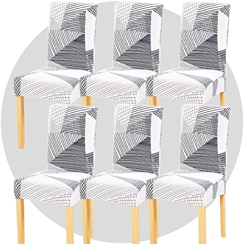 YUMUDG Stuhlhussen Stretch 6er Set Hussen für Stuhl Drucken Stuhlbezug Elastisch Abnehmbarer Waschbarer Universal Chair Cover für Büro Esszimmer Küche Hotel Bankett Hochzeit Party Deko von YUMYDG