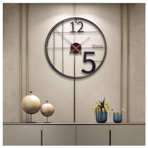 Wanduhr Groß Ohne TickgeräUsche Moderne Einfache Mode Metall Clock Mit Klassische Arabische Ziffer Hängeuhr FüR Wohnzimmer, KüChe, Schlafzimmer - 50 cm von YUN Clock