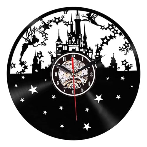 YUN Clock Wanduhr aus Vinyl Schallplattenuhr Upcycling Schlossparadies - 3D Design-Uhr Wand-Deko Vintage Familien Zimmer Dekoration Kunst Geschenk : 30 cm von YUN Clock