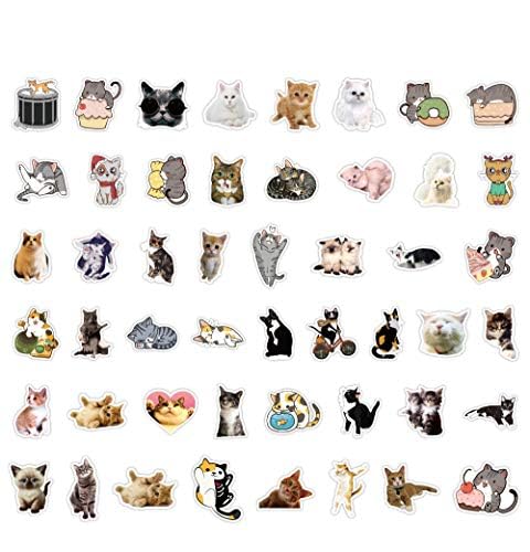 Aufkleber 50 Stück Wasserdicht Vinyl Stickers Graffiti Style Decals für Auto Motorräder Fahrrad Skateboard Snowboard Gepäck Laptop Aufkleber MacBook iPad und mehr (Kittens A) von YUNA