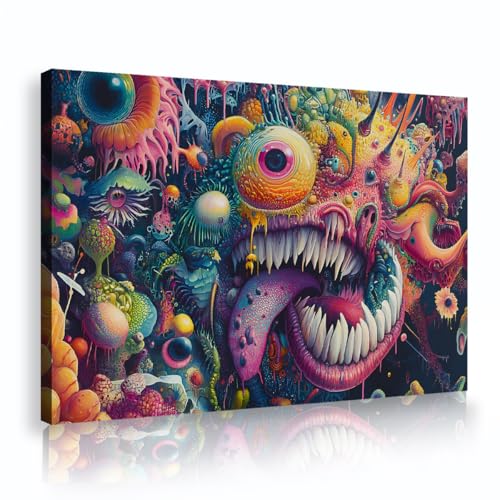 Bunte Monster Leinwand Wandkunst Abstrakte Pop Art Gerahmte Psychedelische Kunstwerke Drucke Malerei Wohnzimmer Horror Wandbild 60x90cm Innenrahmen Bunte Monster Leinwand Wandkunst Abstrakte Pop Art Gerahmte Psychedelische Kunstwerke Drucke Malerei Wohnzimmer Horror Wandbild 60x90cm Innenrahmen von YUNART