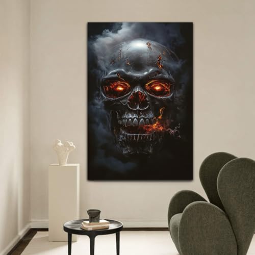 Dunkle mysteriöse Leinwand Wandkunst moderne gerahmte brennende Schädel Kunstwerk Drucke für Wohnzimmer Halloween Wandbild Malerei für Zuhause 35x65cm Innenrahmen Dunkle mysteriöse Leinwand Wandkunst moderne gerahmte brennende Schädel Kunstwerk Drucke für Wohnzimmer Halloween Wandbild Malerei für Zuhause 35x65cm Innenrahmen von YUNART