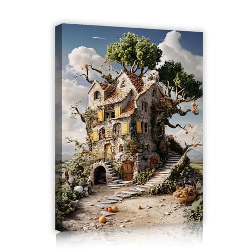 Rustikale Cottage Leinwand Wandkunst Land Landschaft gerahmte Kunst für Wohnzimmer Modernes Bauernhaus Wanddekoration für Schlafzimmer Büro 75x95cm Innenrahmen Rustikale Cottage Leinwand Wandkunst Land Landschaft gerahmte Kunst für Wohnzimmer Modernes Bauernhaus Wanddekoration für Schlafzimmer Büro 75x95cm Innenrahmen von YUNART