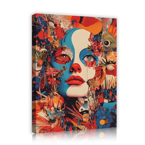 YUNART Abstrakte Gesichtskunst Leinwand Wanddekoration Retro Japanisch Lebendige Porträtmalerei Orientalische Ästhetik Kunstwerk Drucke für Wohnzimmer 75x95cm Innenrahmen von YUNART