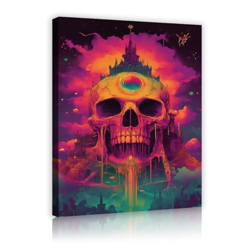 YUNART Bunte Totenkopf Fantasy Leinwand Malerei Lebendige Halloween Kunstwerk Drucke Dark Academia Kreative Gothic Wanddekoration für Wohnzimmer 55x82cm Innenrahmen YUNART Bunte Totenkopf Fantasy Leinwand Malerei Lebendige Halloween Kunstwerk Drucke Dark Academia Kreative Gothic Wanddekoration für Wohnzimmer 55x82cm Innenrahmen von YUNART