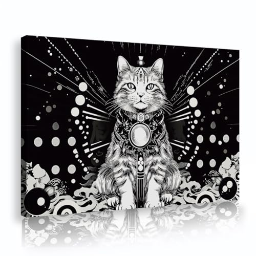 YUNART Dark Fantasy Katze Leinwand Wandkunst Horror Gothic Dekor Kunstwerk Drucke Schwarz und Weiß Tiere Ästhetik Wanddekoration für Wohnzimmer 45x68cm Innenrahmen YUNART Dark Fantasy Katze Leinwand Wandkunst Horror Gothic Dekor Kunstwerk Drucke Schwarz und Weiß Tiere Ästhetik Wanddekoration für Wohnzimmer 45x68cm Innenrahmen von YUNART