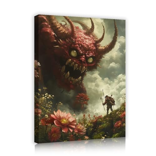YUNART Fantasy Monster Leinwand Wandkunst Dark Gothic Horror Illustration Kunstwerk Drucke Gerahmte Leinwand Malerei für Spielzimmer Ästhetik 80x105cm Innenrahmen YUNART Fantasy Monster Leinwand Wandkunst Dark Gothic Horror Illustration Kunstwerk Drucke Gerahmte Leinwand Malerei für Spielzimmer Ästhetik 80x105cm Innenrahmen von YUNART