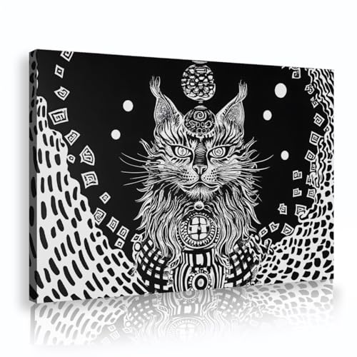 YUNART Halloween Wahrsager Katze Leinwand Wandkunst Schwarz und Weiß Horror gerahmte Kunstwerke Drucke Elegantes Tier Wandbild für Wohnzimmer 25x38cm Innenrahmen YUNART Halloween Wahrsager Katze Leinwand Wandkunst Schwarz und Weiß Horror gerahmte Kunstwerke Drucke Elegantes Tier Wandbild für Wohnzimmer 25x38cm Innenrahmen von YUNART