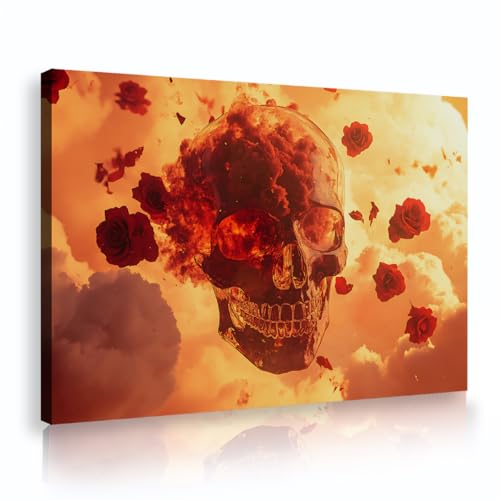 YUNART Halloween Wandkunstdrucke Brennender Schädel Leinwand Poster Vintage Blumen Kunstdrucke für Gothic Home Zimmer Galerie Wanddekoration 50x75cm Innenrahmen YUNART Halloween Wandkunstdrucke Brennender Schädel Leinwand Poster Vintage Blumen Kunstdrucke für Gothic Home Zimmer Galerie Wanddekoration 50x75cm Innenrahmen von YUNART