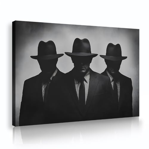YUNART Schwarz und Weiß Leinwand Wandkunst Vintage Schatten Figur Drucke Gerahmte Bilder Moderne Wohnzimmer Dekor Herrenwohnung 45x68cm Innenrahmen YUNART Schwarz und Weiß Leinwand Wandkunst Vintage Schatten Figur Drucke Gerahmte Bilder Moderne Wohnzimmer Dekor Herrenwohnung 45x68cm Innenrahmen von YUNART