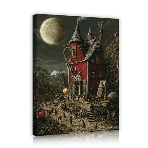 YUNART Spukvollmond Haus Leinwand Wandkunst gruselige Gothic Dekor für Halloween Wohnzimmer Retro Preppy Stil Kunstwerk Drucke Wohnkultur 60x80cm Innenrahmen YUNART Spukvollmond Haus Leinwand Wandkunst gruselige Gothic Dekor für Halloween Wohnzimmer Retro Preppy Stil Kunstwerk Drucke Wohnkultur 60x80cm Innenrahmen von YUNART