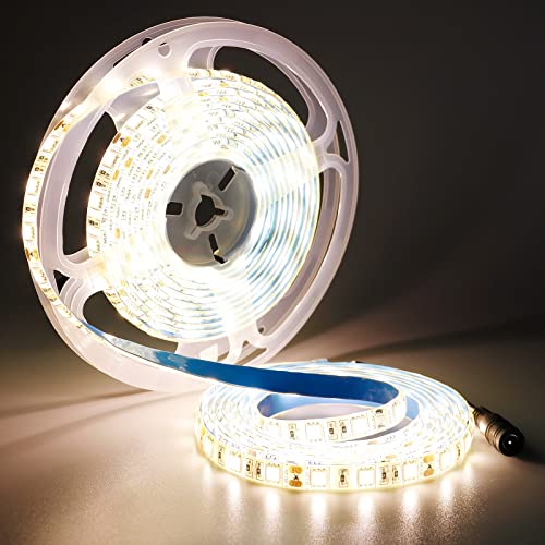 YUNBO LED Strip Warmes Weiß 3000-3500K, DC 12V 5M LED Streifen Licht 300 LEDs SMD 5050 Lichtband Wasserdichtes IP65 LED Leiste Schneidbar LED Band von YUNBO