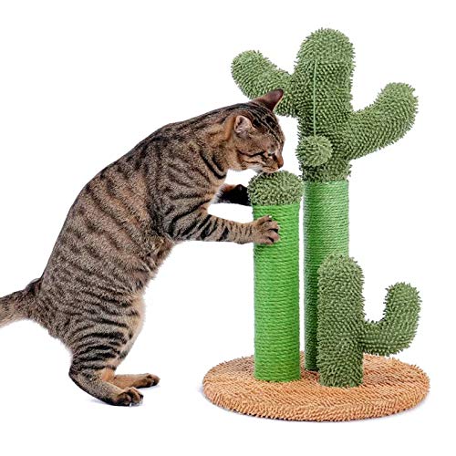 YUNDING Netter Kaktus-Haustier-Kratzbaum Mit Ballspielzeug Scratcher-Beiträge für Katzen Kätzchen Kletterbaum Katzenspielzeug Möbel Schützen(Color:B,Size:L.) von YUNDING