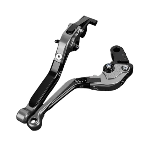 YUNDVLT Hebel Compatible With FZ6 600 FAZER S2 2004-2010 FZ6R 2009-2017 CNC-Motorradzubehör Einstellbarer Klappbarer Ausziehbarer Bremskupplungshebel(Grey) von YUNDVLT