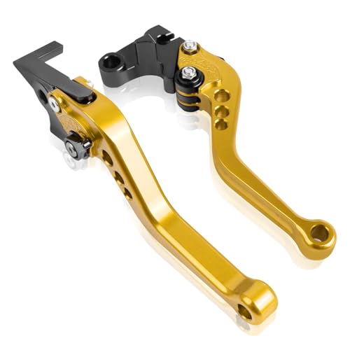 YUNDVLT Hebel Compatible With FZ6 FZ 6 FAZER 2004-2010 XJ6 FZ6R 2009-2020 Kurze Und Lange Bremskupplungshebel Motorrad CNC-Griffhebel(Short gold) von YUNDVLT