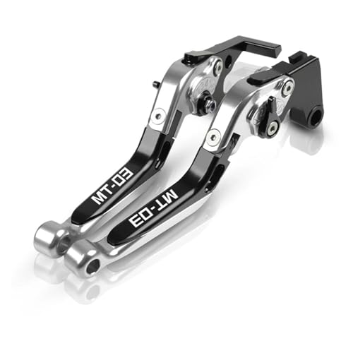 YUNDVLT Hebel Compatible With MT-03 MT03 Motorrad Klappbare Ausziehbare Bremskupplungshebel Lenker Gips MT 03 2015 2016 2017 2018 2019 2020 2021(SILVER) von YUNDVLT