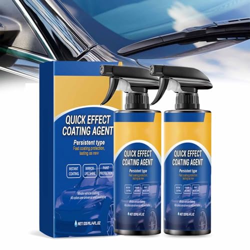 2 Stück Quick Effect Keramik-Beschichtung für Autos,3 in 1 Hochschutz-Auto-Beschichtungsspray,Hocheffiziente Keramik-Beschichtungsspray,Hochwirksame Reparatur Gegen Kratzer & Abnutzung von YUNFAN