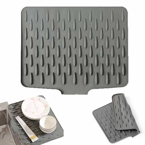 Abtropfmatte FüR Die KüChe,Auslaufsicherer Arbeitsplattenschutz Aus Silikon,Abtropfmatte Geschirr,Mit Geneigter Wasserumleitungsmatte FüR KüChenspüLe,Rutschfestes Design von YUNFAN