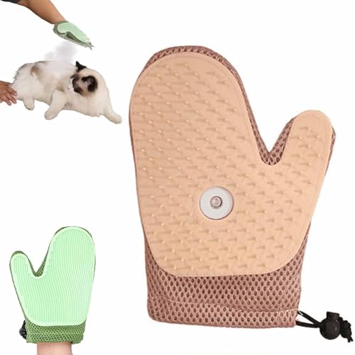 YUNFAN All-in-One-Pflegehandschuh mit Sprühfunktion für Haustiere,Tierhaarentfernungshandschuh,Fellpflegehandschuhe mit Sprühfunktion Antistatische Enthaarungswerkzeuge (B) von YUNFAN