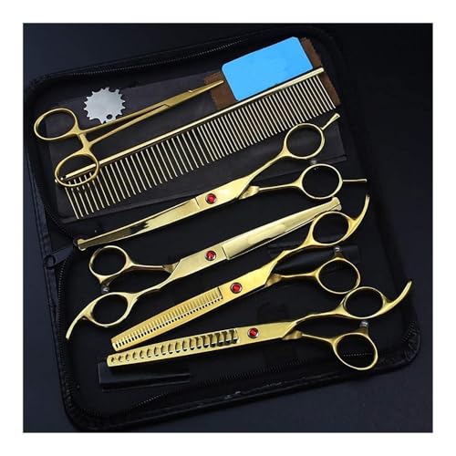 Profi Hundeschere Gebogene Schere Hund Fellschere, Fellschere mit Aufbewahrungstasche, Schere, for Katzen for Hunde, for Frisieren von langem Haar von YUNFANOZ