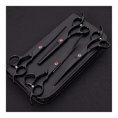 Profi Hundeschere Gebogene Schere Hund Fellschere, Professionelle Hundepflegeschere Anzug for Schneiden, Kurvenschere(Black) von YUNFANOZ