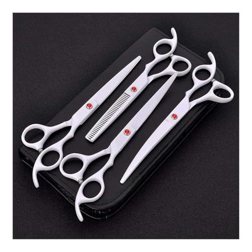 Profi Hundeschere Gebogene Schere Hund Fellschere, Professionelle Hundepflegeschere Anzug for Schneiden, Kurvenschere(White) von YUNFANOZ