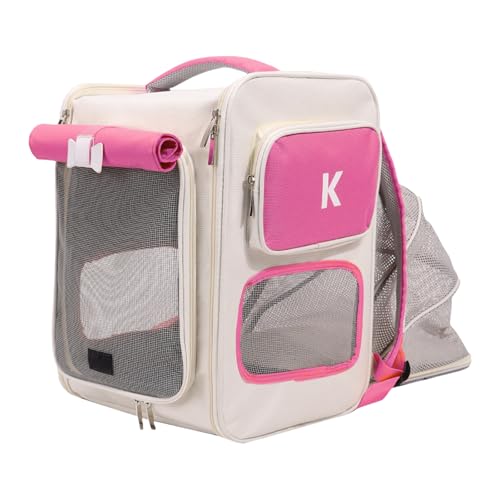 Haustier-Rucksack, weich, große Kapazität mit Fenster, atmungsaktiv, erweiterbar, für Katzen und Reisen von YUNGLOO