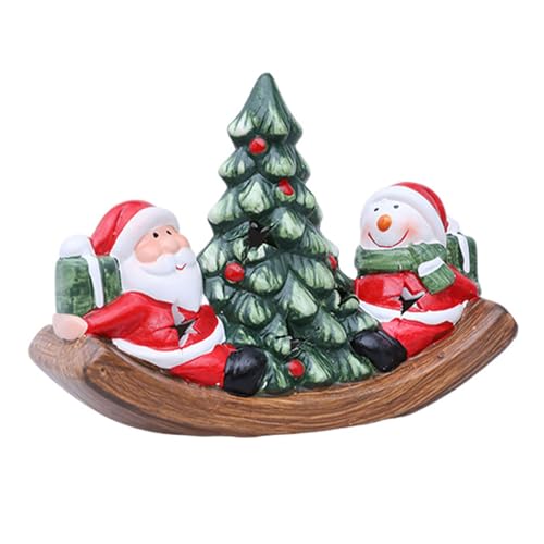 Keramik Weihnachtsbaum und Weihnachtsmann auf Booten LED beleuchtet dekorative Ornament Innenbeleuchtung für Winterurlaub Atmosphäre Weihnachten Keramik LED Boote Figur von YUNGLOO