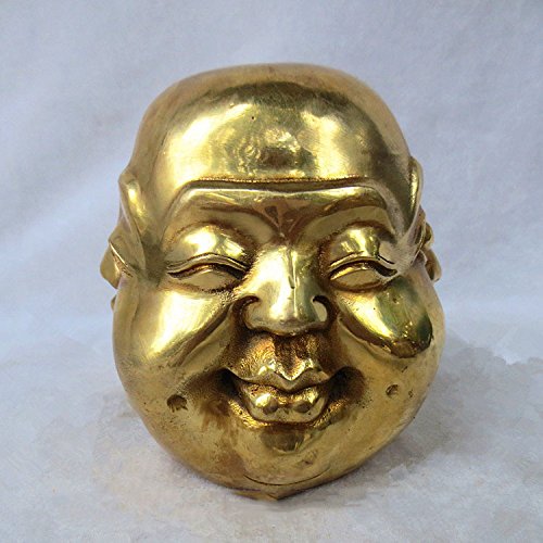 Seltene chinesische Buddha-Kopf-Statue aus Messing mit 4 Gesichtern (8 x 8 x 9 cm). von YUNHAO