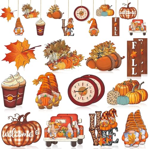 Deko Hänger Herbst Holz 24 Stück Autumn Decor Hänger Herbstdeko Innen Draußen Ahornblatt Wichtel Kürbis Fall Dekoration mit Schnur Thanksgiving Deko Deko Hänger Herbst Holz 24 Stück Autumn Decor Hänger Herbstdeko Innen Draußen Ahornblatt Wichtel Kürbis Fall Dekoration mit Schnur Thanksgiving Deko von YUNHENTONG