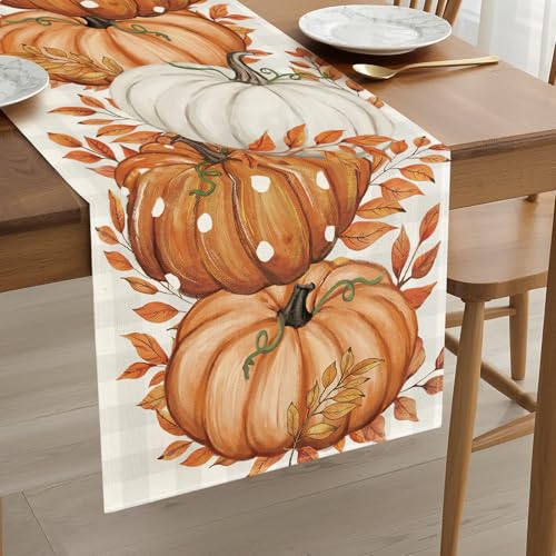 Tischläufer Kürbis Herbst Tischläufer Herbstlich 33x183 cm Herbsttischläufer Eukalyptus Kürbis Herbstläufer Tisch für Party, Familientreffen, Thanksgiving Tischläufer Kürbis Herbst Tischläufer Herbstlich 33x183 cm Herbsttischläufer Eukalyptus Kürbis Herbstläufer Tisch für Party, Familientreffen, Thanksgiving von YUNHENTONG