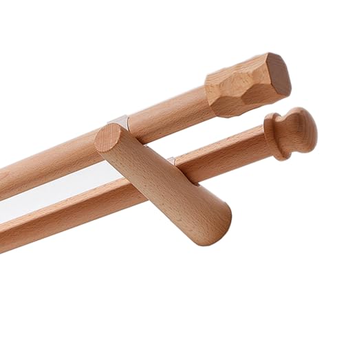 Gardinenstange aus Massivholz, Doppelstange, runde Gardinenstange aus Holz, geeignet for Fenster, 29 mm Durchmesser, unterstützt schwere Vorhänge(140cm(55.1in)) von YUNHEST