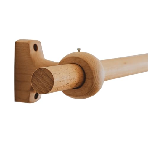 Raffgardinenstange Mit Einer Stange Aus Massivholz Mit Löchern For Oben Und Seitlich Montierte Vorhänge, Retro- Und Geräuschlose Raffgardinenschiene For Schlafzimmer.(200cm) von YUNHEST