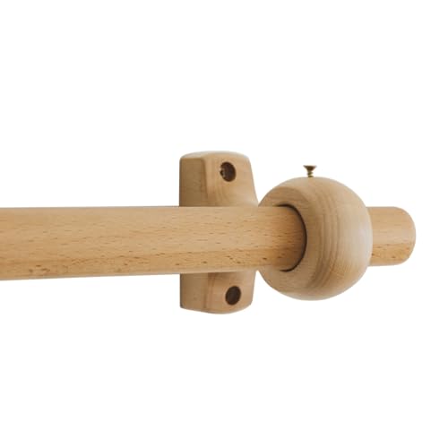 Römische Gardinenstange Aus Massivholz Mit Stangenhalterung, Verdickte Einläufige Gardinenstange Aus Gestanztem Holz For Zwei Zwecke(59.06in) von YUNHEST