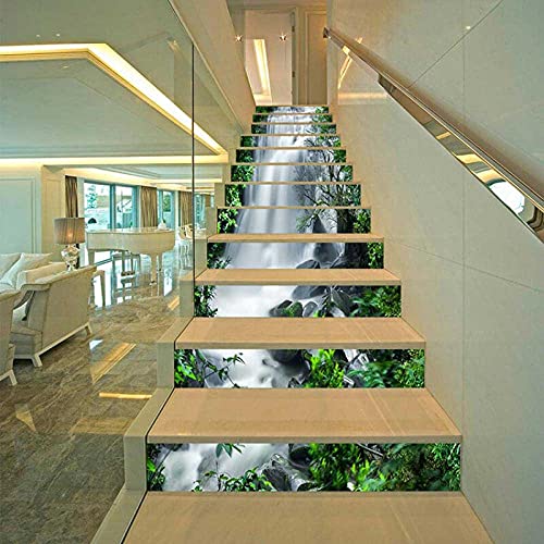 Treppenaufkleber Selbstklebend Dekotreppe Wandaufkleber 1Set / 13Pcs Treppenstufen Dekoration Renovierung Aufkleber 3D Wandaufkleber Selbstklebende Kreative Treppe Boden Aufkleber Schritt Aufkleber Au von YUNHOME