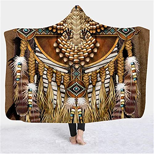 YUNHOME Kapuzendecke Decke Mit Kapuze Kuscheldecke Blanket Hoodie Ild Indian Cape Mit Kapuze Decke Herbst Winter-Indische Haartry 3_Erwachsene 80 * 60In von YUNHOME