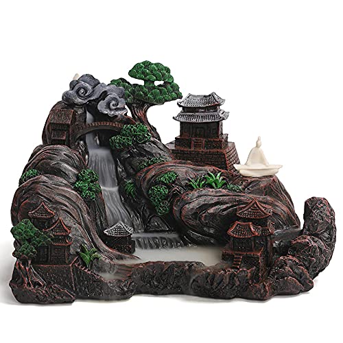 YUNHOME Räucherwasserfall Rückfluss Räuchergefäß Halter Wasserfall Gebirgsstrom Creative Smoke Cascade Backflow Räucherbrenner Home Decor Tragbare Harz Censer Halter Berg River Crafts Geschenk von YUNHOME